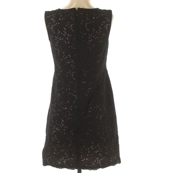 Ann Taylor Loft Eyelet Sleeveless a line dress short Classic black small 4 - Picture 2 of 5
